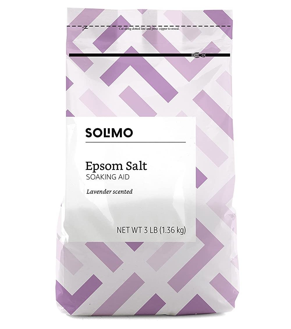 A bag of lavender-scented epsom salts.