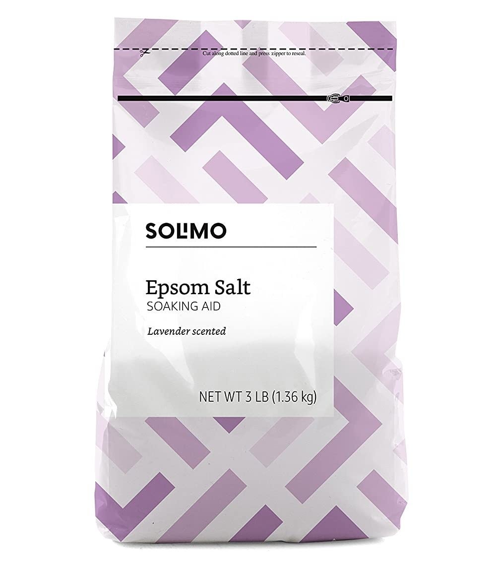 A bag of lavender-scented epsom salts.