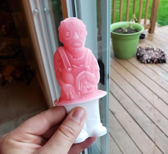 Reviewer holding a zombie ice pop