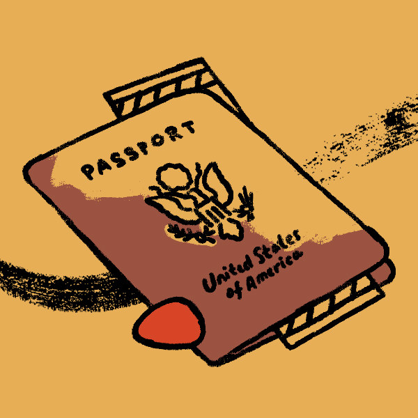Illustrated drawing of a passport