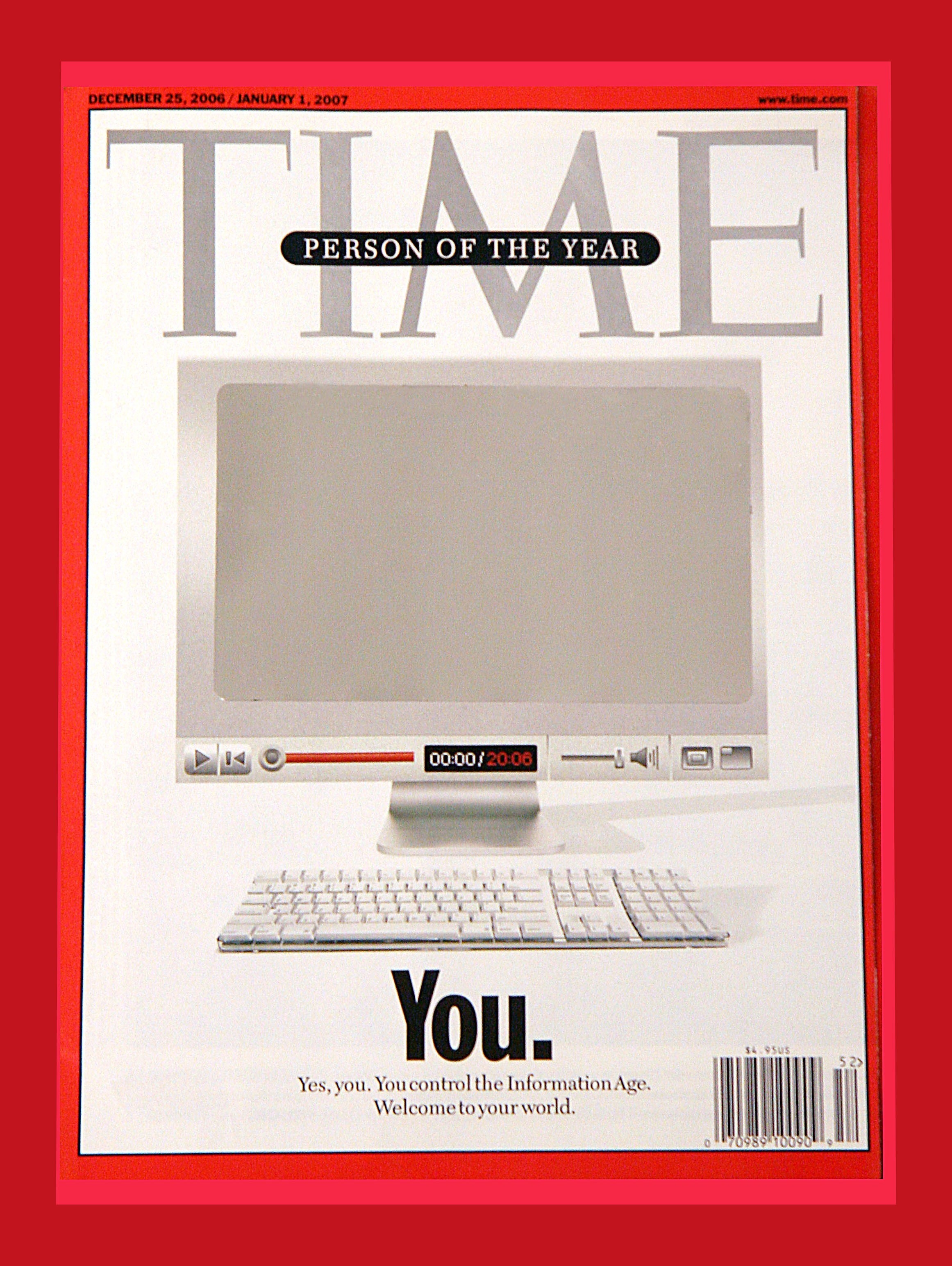 Time magazine cover with a white desktop computer and the &quot;words&quot; you written on the bottom.