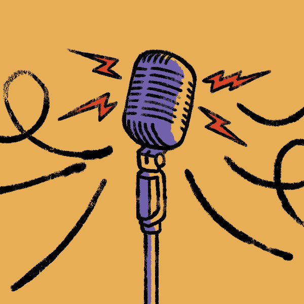 Illustrated drawing of a microphone 