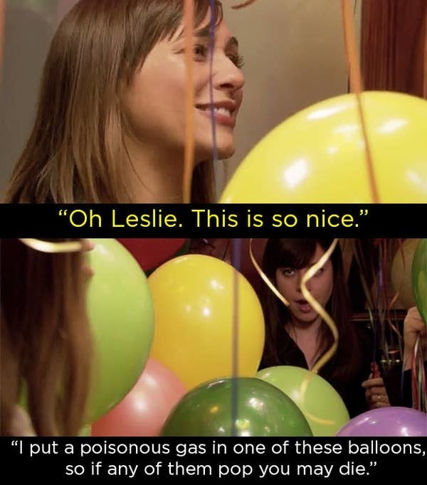 April tells Ann that one of the balloons in her office is filled with poisonous gas