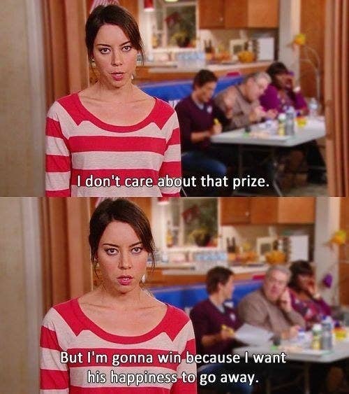 April saying, "I don't care about that prize but I'm gonna win because I want his happiness to go away"