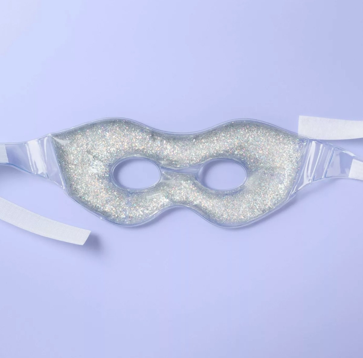 The glitter gel eye mask with hook and loop closure