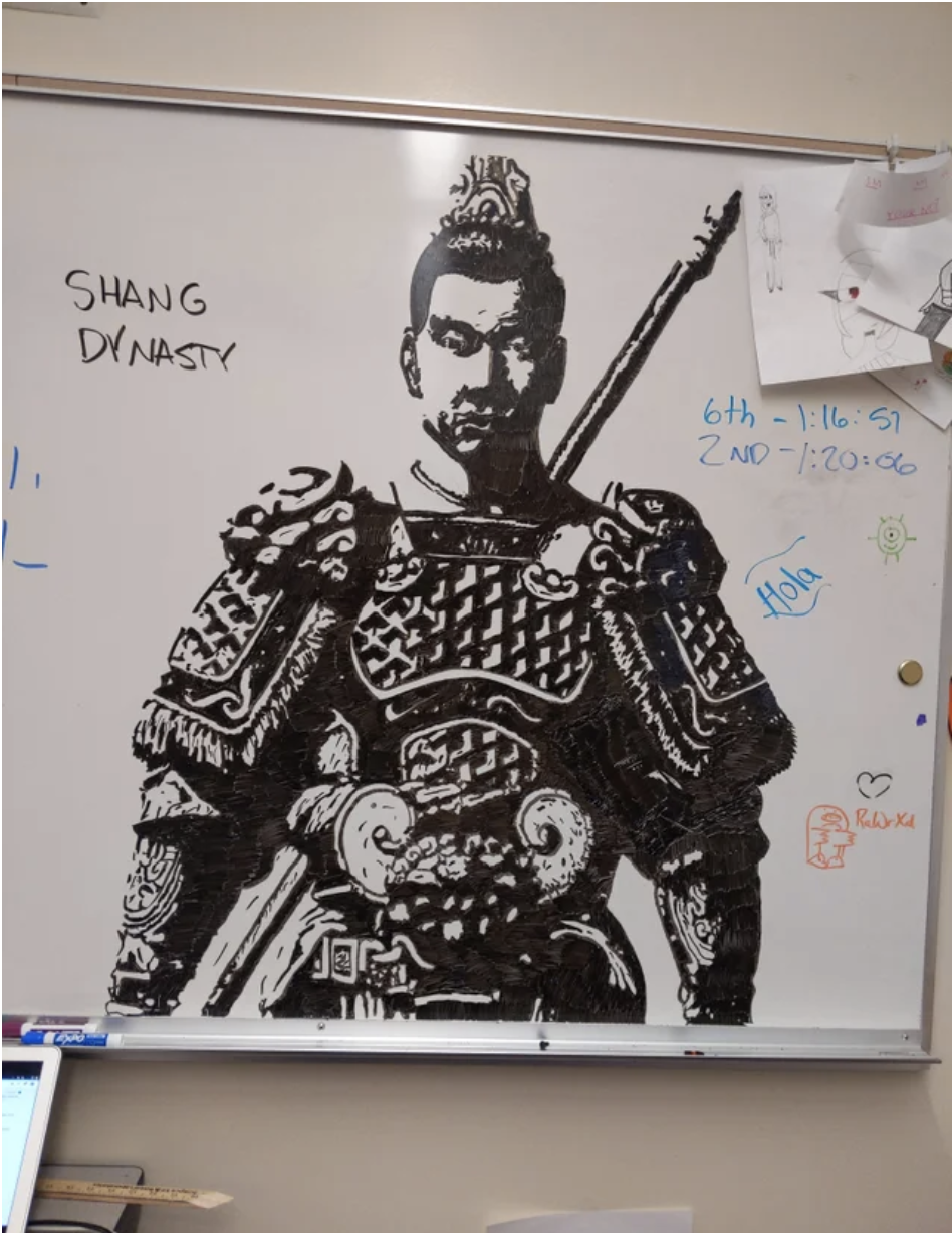 An incredible drawing of a historical Asian warrior