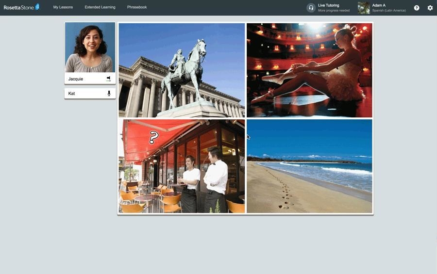 Screenshot of live tutoring on Rosetta Stone