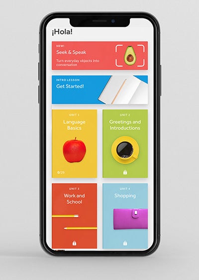 Rosetta Stone lesson screen on an iPhone