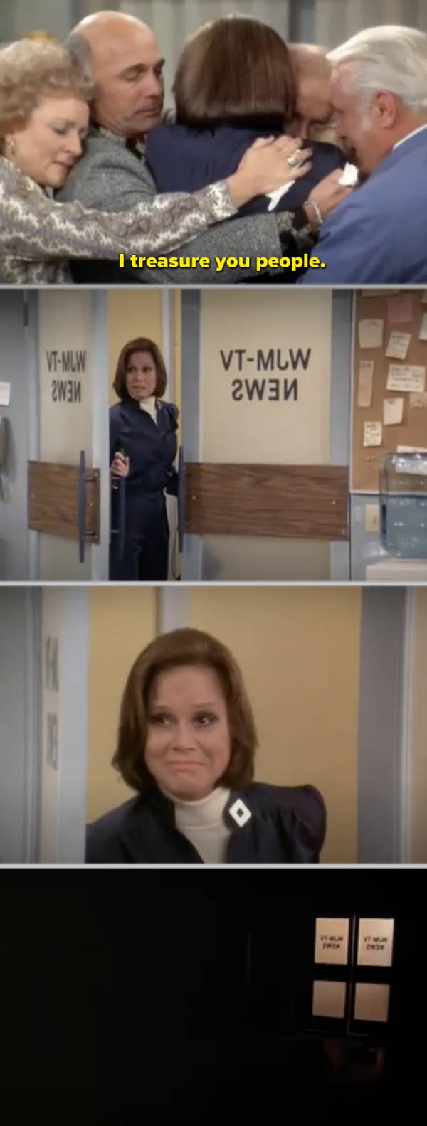 5. When Mary talked about how all of her coworkers had become her family, she turned off the lights in the newsroom for the last time before she left the studio in The Mary Tyler Moore Show. As a result, all of the show's episodes come to a perfect conclusion in this bittersweet and funny episode.