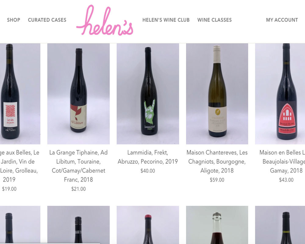 A screenshot of the bottle shop on Helen&#x27;s website.