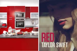 Red kitchen and Taylor Swift's "Red" album.