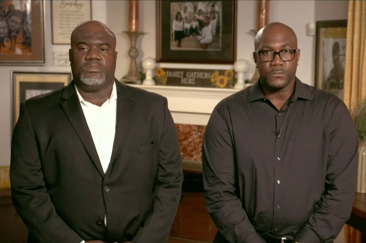 George Floyd's brothers during the DNC streaming from their home in Houston