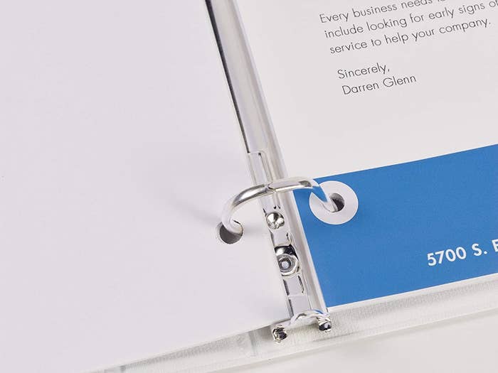 A reinforcement around a hole in a binder