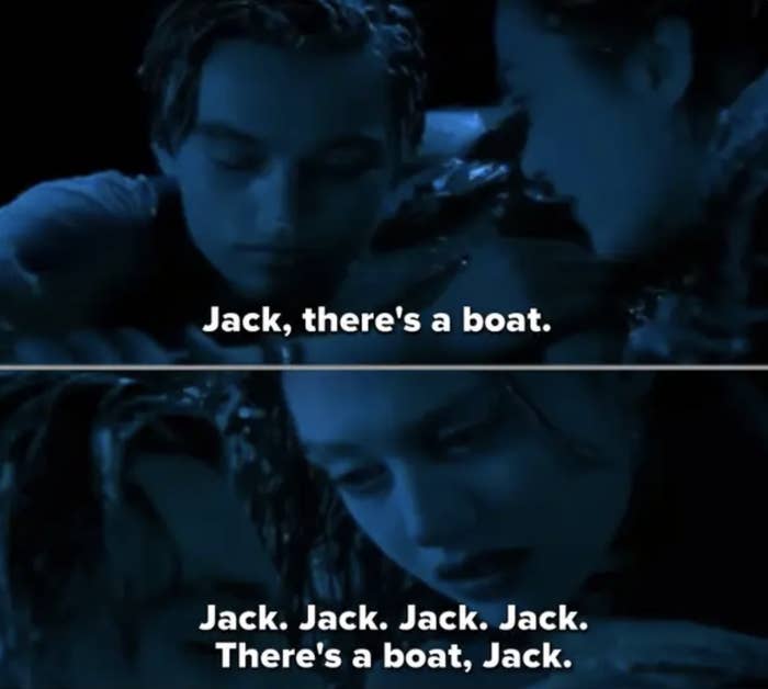 Rose spotting a boat at the end of "Titanic"