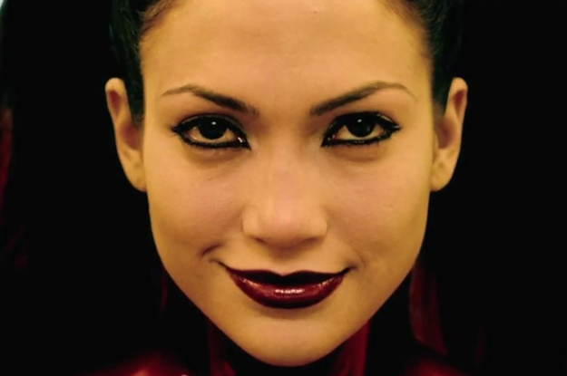 An close-up image of Jennifer Lopez's face in the movie The Cell