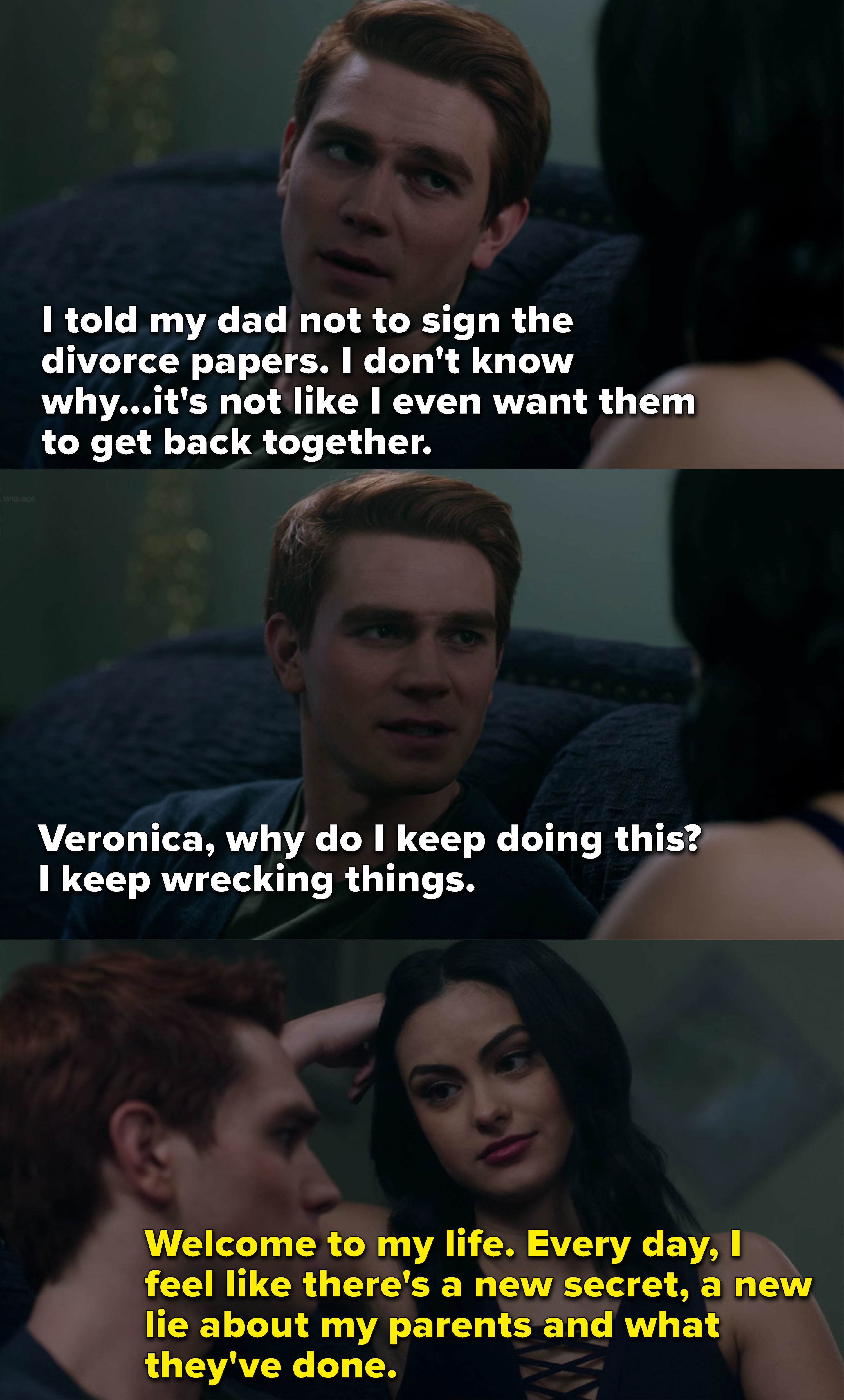 Archie vents to Veronica about his parents&#x27; divorce