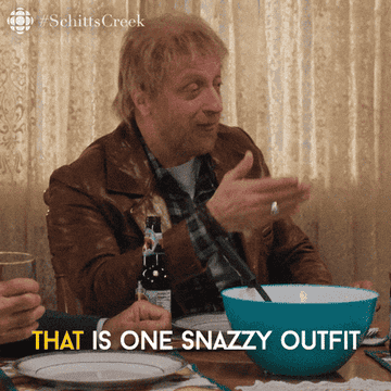 A GIF of Chris Elliott from Schitt&#x27;s Creek saying &quot;That is one snazzy outfit&quot; 