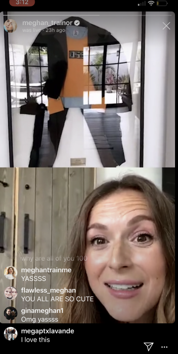 Image from an Instagram Live between Meghan Trainor, Daryl Sabara, and Alexa PenaVega where Daryl shows his framed costume.