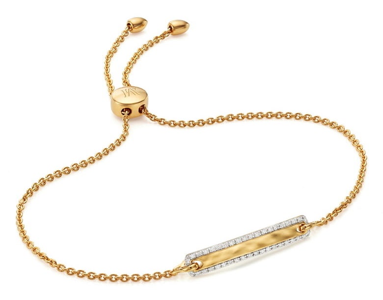 The gold bar bracelet with an adjustable slide closure