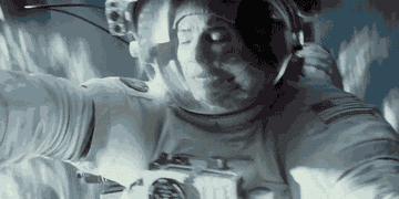 Sandra Bullock spinning in outer space in &quot;Gravity.&quot;