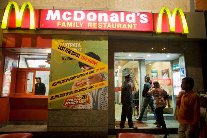 Picture of a McDonald&#x27;s family restaurant in New Delhi, India.