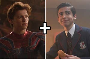 An image of Number Five from Umbrella Academy next to an image of Spider-Man from Avengers Infinity War