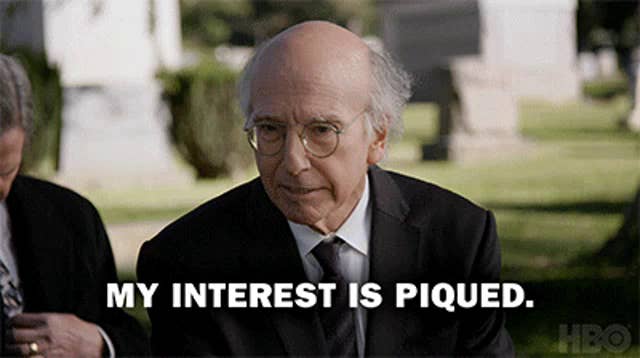 Larry David from &quot;Curb Your Enthusiasm&quot; says, &quot;My interest is piqued&quot;