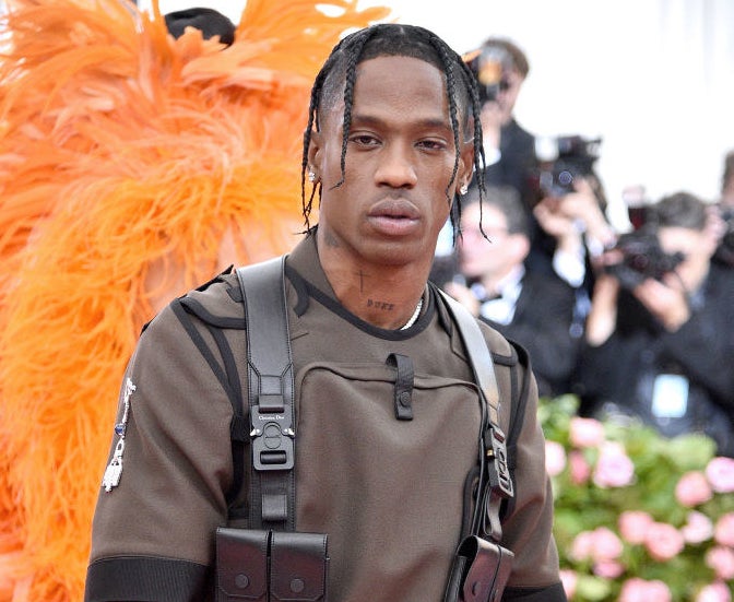 Travis Scott posing at the annual Met Gala