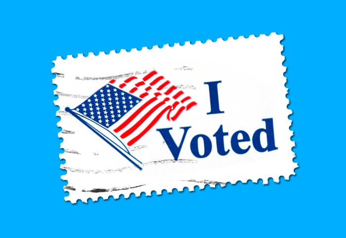 A stamp that reads &quot;I Voted&quot;