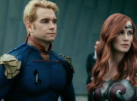 The Boys still: superheroes The Homelander and Queen Maeve stand together