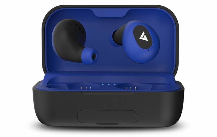 Boult Audio AirBass PowerBuds in black and blue.
