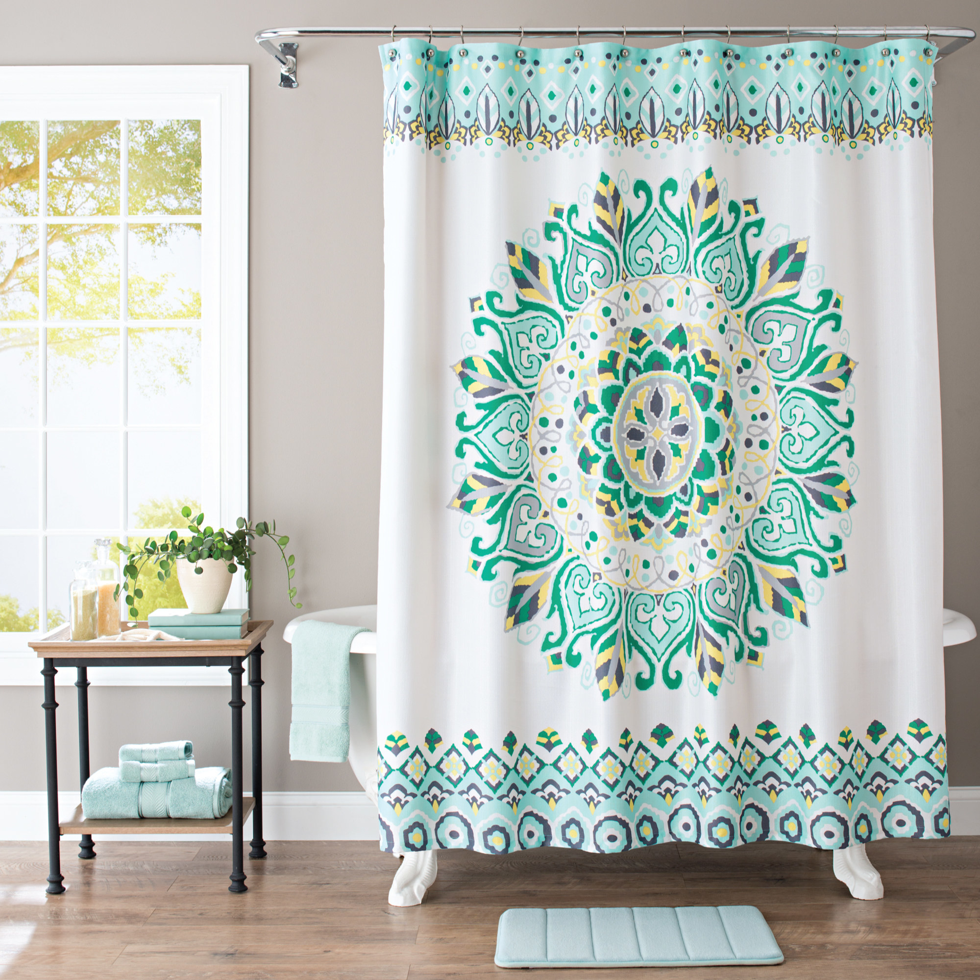 better homes and gardens fabric medallion shower curtain