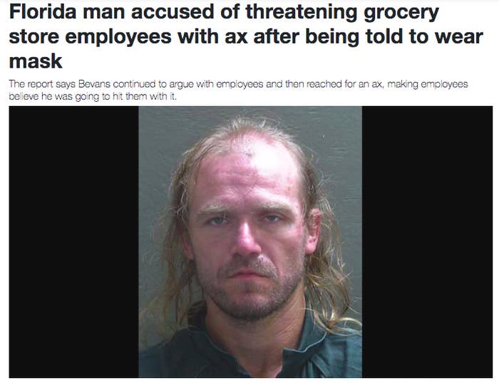Florida man accused of threatening grocery store employees with ax after being told to wear mask