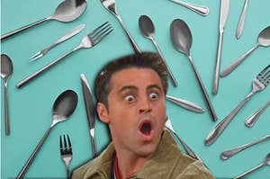 Joey from friends being shocked at utensils