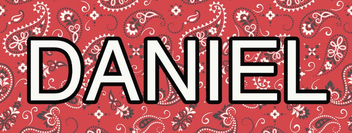 The name "Daniel" on a bandanna patterned background