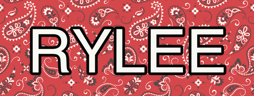 The name &quot;Rylee&quot; on a bandanna patterned background