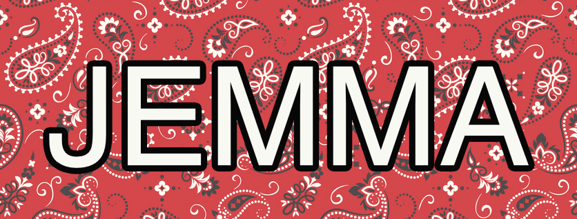 The name &quot;Jemma&quot; on a bandanna patterned background