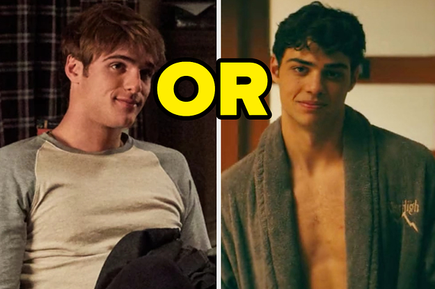 Noah from "Kissing Booth" is on the left with "or" written in the center and Peter from "To All the Boys" on the right