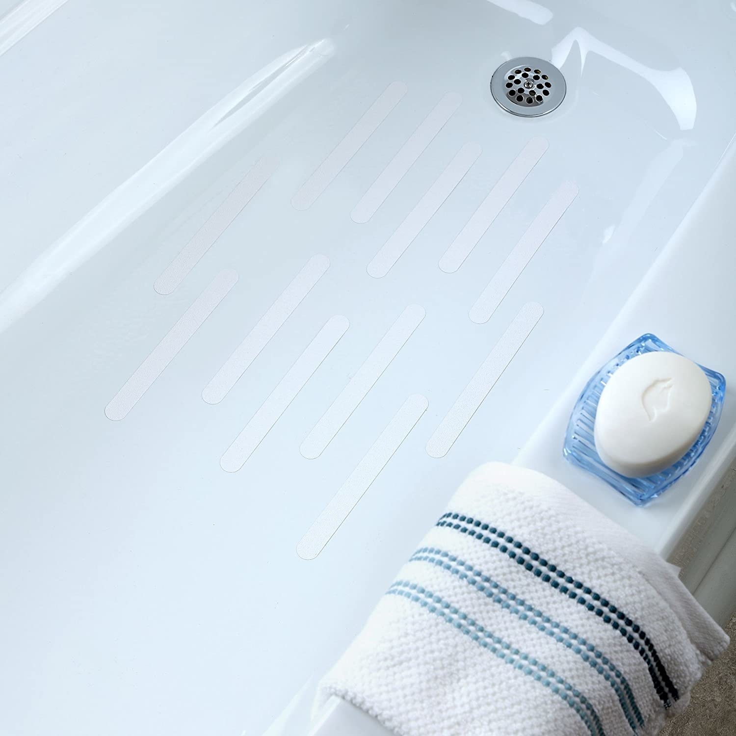 The tub stickers on the bottom of a bathtub