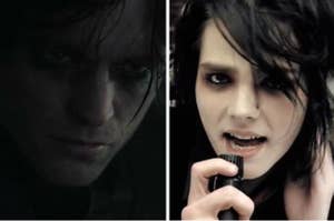 Robert Pattinson in "The Batman" / Gerard Way in a My Chemical Romance music video