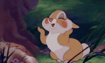 A gif of a bunny from &quot;Snow White&quot; fluffing its cheeks 