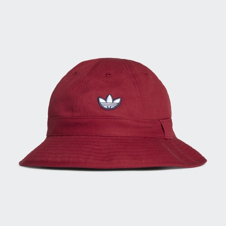red bucket hat with adidas logo