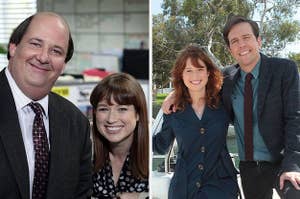 Photos of Brian Baumgartner and Ellie Kemper, and Ellie Kemper with Ed Helms from "The Office"