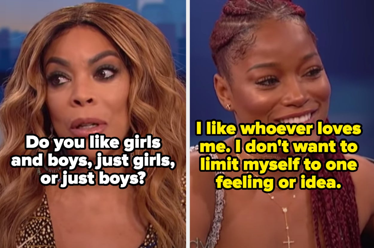 Wendy Williams asking Keke Palmer if she likes boys or girls, and Keke responding with: "I like whoever loves me. I don't want to limit myself to one feeling or idea"