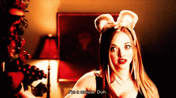 Karen from mean girls pointing to her costume and saying, &quot;i&#x27;m a mouse, duh&quot;