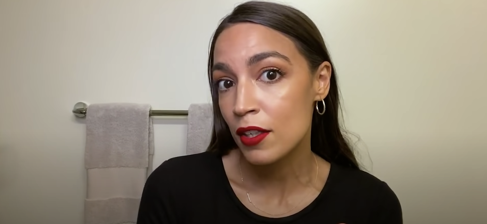 Alexandria Ocasio-Cortez in her completed makeup look.