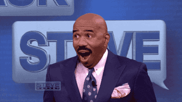 Steve Harvey with his mouth wide open
