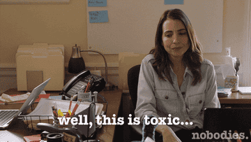 A GIF of Rachel from the TV show &quot;Nobodies&quot;