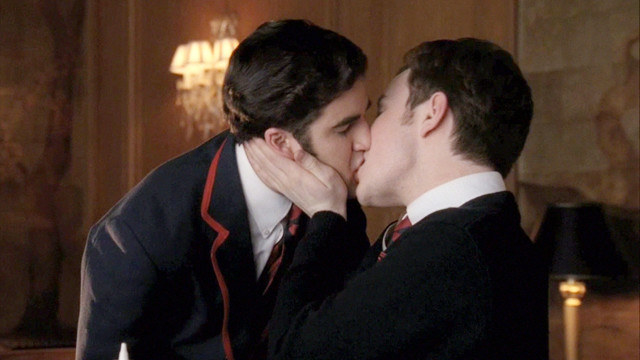 Blaine and Kurt kiss