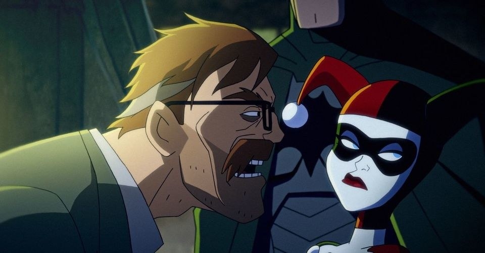 Animated Chris Meloni as Jim Gordon yelling at Harley Quinn
